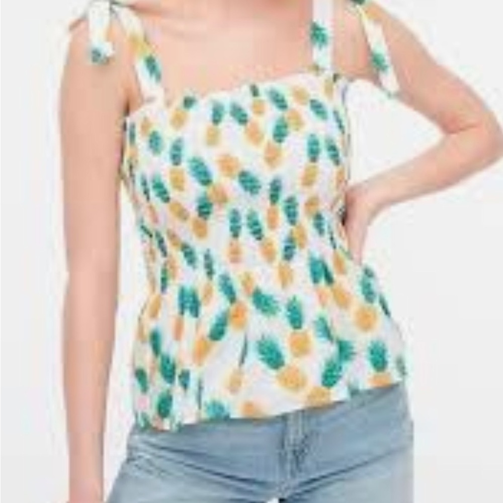 J. Crew Pineapple Print Tank Top - Green and Yellow
